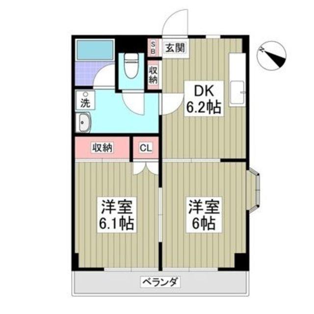 上ノ台Nスカイ(2DK/2階)の間取り写真