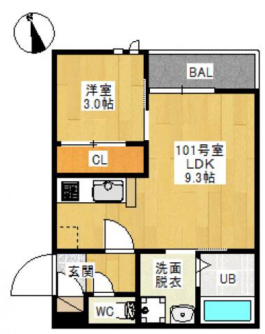 GRANDTIC CINQ(1LDK/1階)の間取り写真