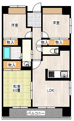 サニークレスト平野西脇(3LDK/4階)の間取り写真