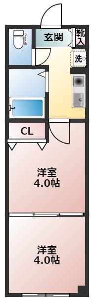 エスペランサ府中(2K/4階)の間取り写真