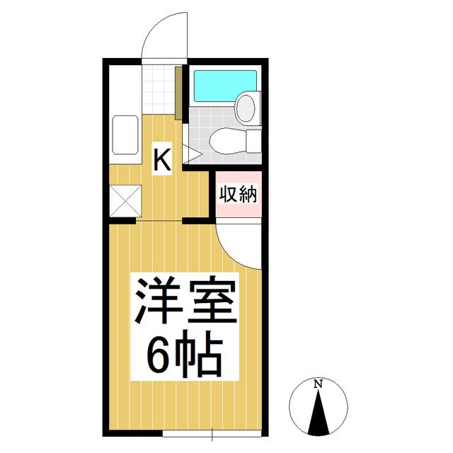 メゾンリッチII国分(1K/2階)の間取り写真