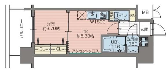 プレジオ難波(1DK/8階)の間取り写真