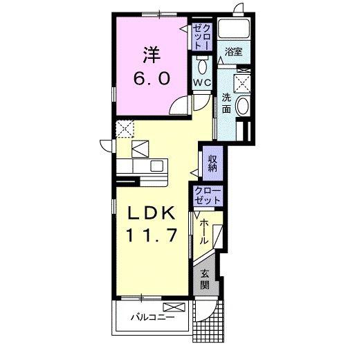 アニメート 塩津II(1LDK/1階)の間取り写真