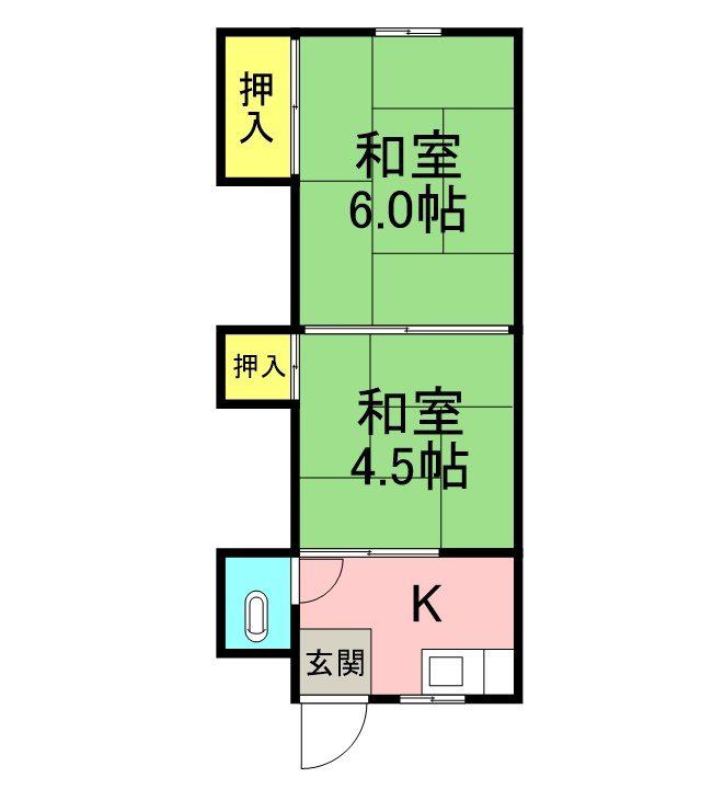 小畑荘(2K/2階)の間取り写真