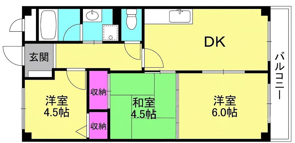 ベルトピア東加古川(3DK/1階)の間取り写真