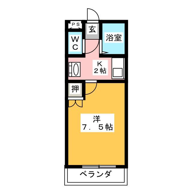 パルミラ α(1K/2階)の間取り写真