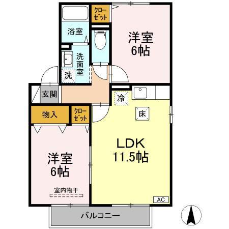ルピナK・S ABC(2LDK/1階)の間取り写真