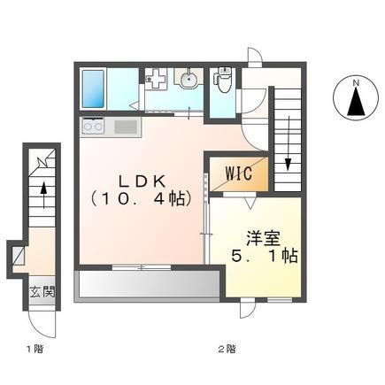 ジュルズールー(1LDK/2階)の間取り写真