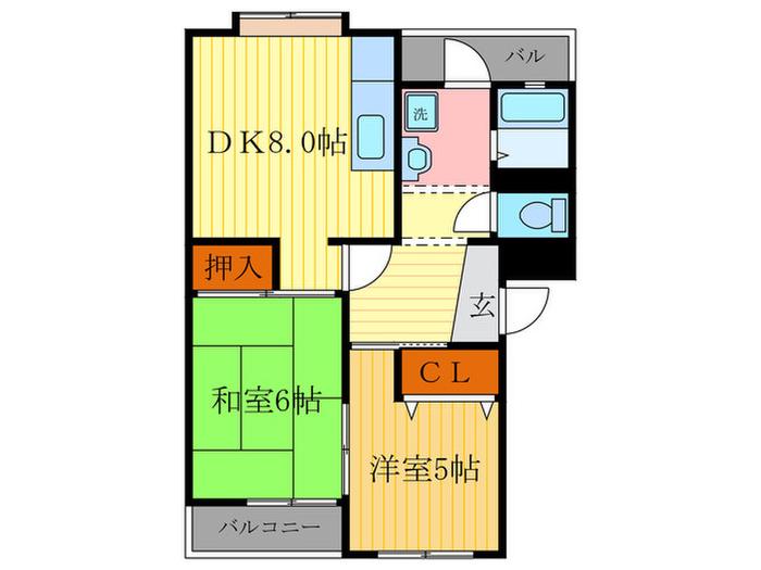 CENT RIVER HOUSE(2DK/2階)の間取り写真