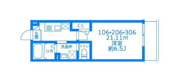 BEYOND菊名(1K/3階)の間取り写真