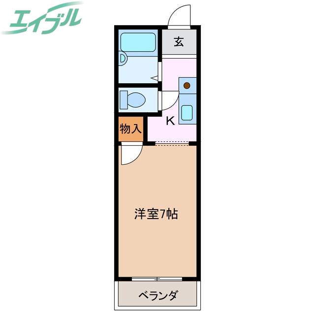 リバーパーク L(1K/1階)の間取り写真