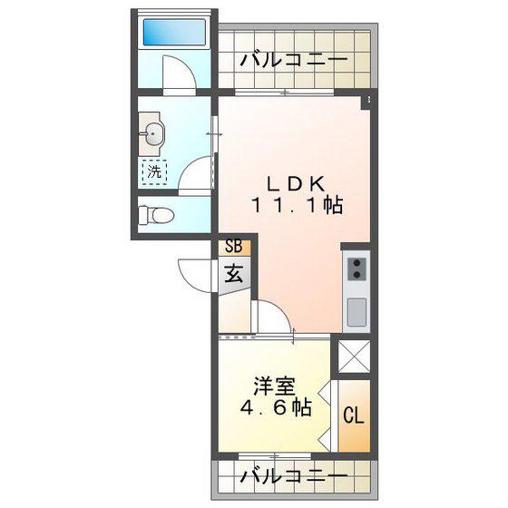 ル・パラディ(1LDK/2階)の間取り写真