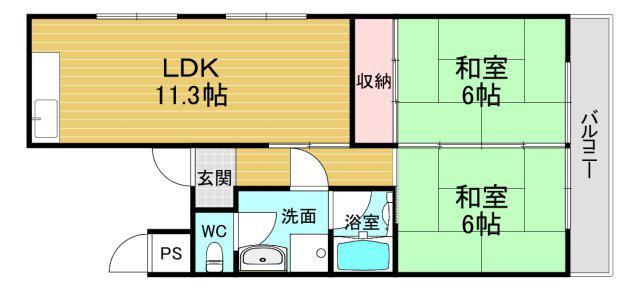 増田マンション(2LDK/3階)の間取り写真