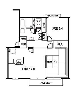 オルデン・ヴィレッジ(2LDK/1階)の間取り写真