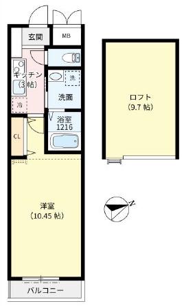 スマイルII番館(1K/2階)の間取り写真