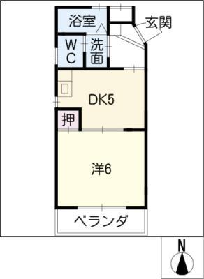 ビラ藤久(1DK/2階)の間取り写真