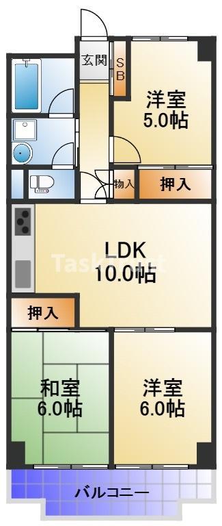 サンハイム中津(3LDK/3階)の間取り写真