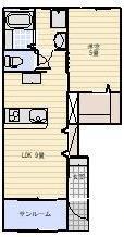 LOTUS大谷(1LDK/1階)の間取り写真