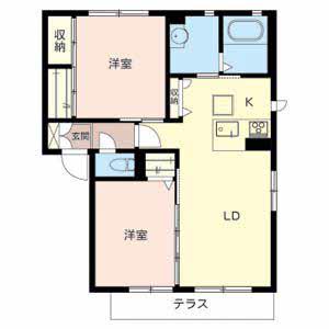 シャーメゾンラパン(2LDK/1階)の間取り写真