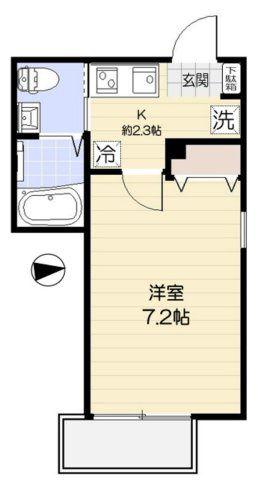 センターバレー西小山(1K/2階)の間取り写真