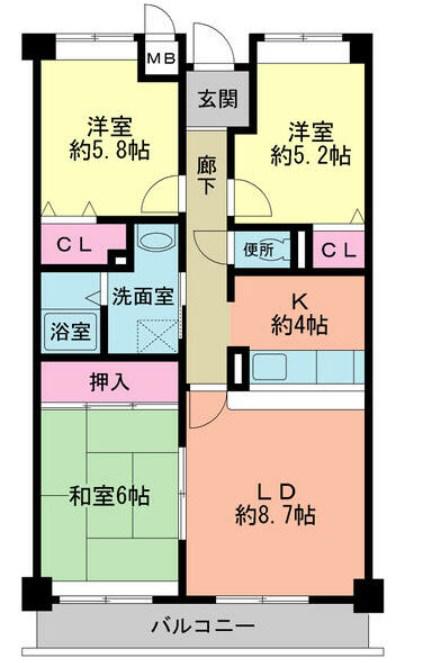 塚口コーストヒルズ(3LDK/6階)の間取り写真