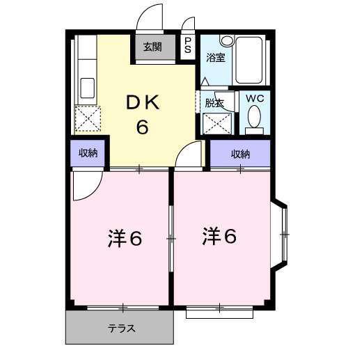 ハウズアネックス(2DK/1階)の間取り写真