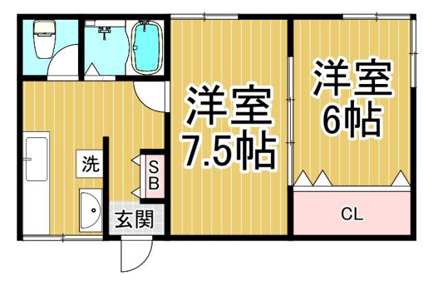 パセオ セキワ2(2K/2階)の間取り写真