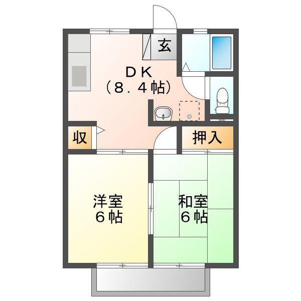 パナハイツカトレア(2DK/1階)の間取り写真