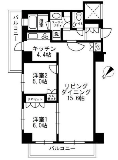 アーバンパーク代官山II(2LDK/3階)の間取り写真
