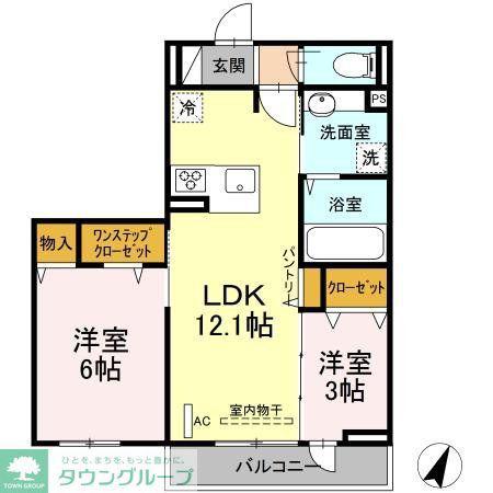 SUN HOUSE(2LDK/2階)の間取り写真