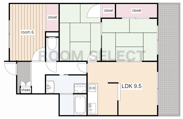 マンション FTY(3LDK/4階)の間取り写真