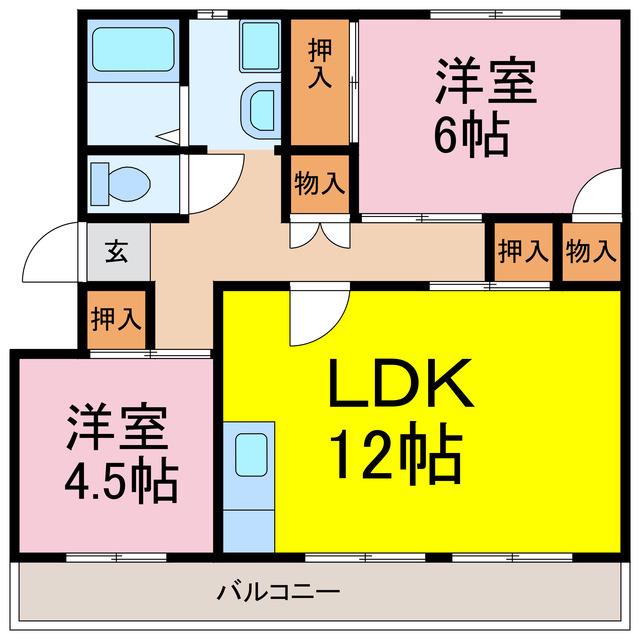 ヴィラナリー羽生(2LDK/1階)の間取り写真
