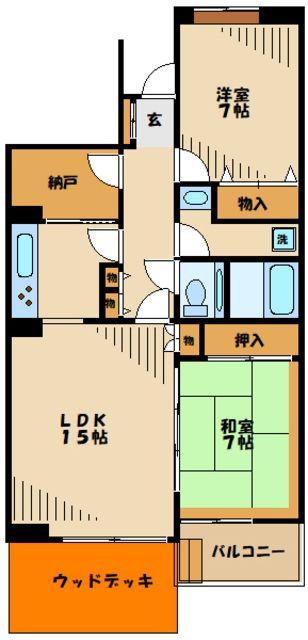 ヴェルディールみなみ野2号棟(2SLDK/1階)の間取り写真