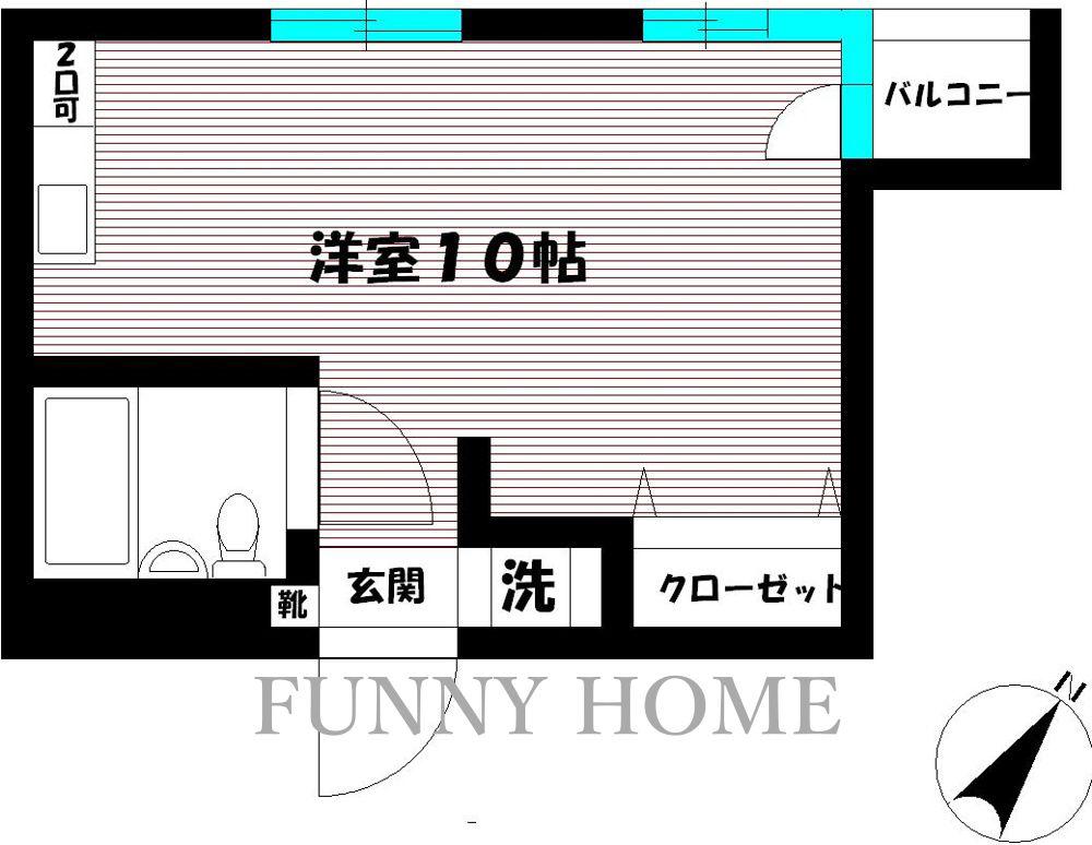 Tフラット(ワンルーム/2階)の間取り写真