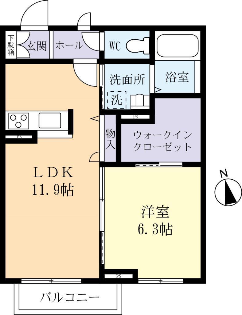 ベルーナII(1LDK/2階)の間取り写真