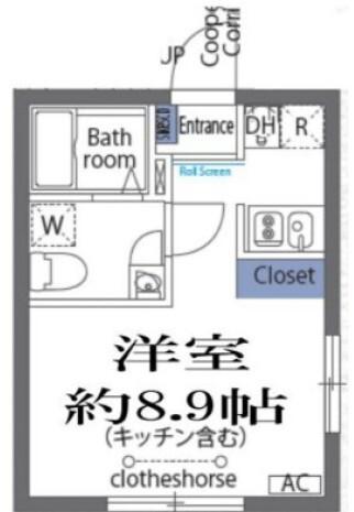 ラフォート菊川(ワンルーム/2階)の間取り写真
