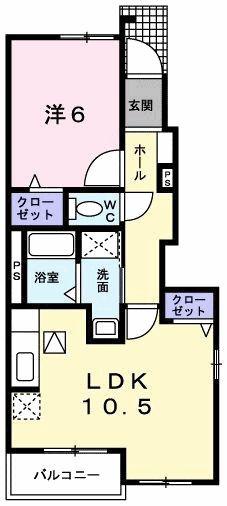 ナリッシュ(1LDK/1階)の間取り写真