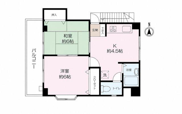フジハイム(2DK/4階)の間取り写真
