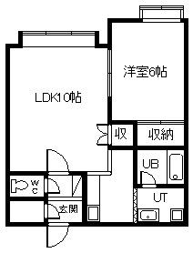 シャンフB棟(1LDK/2階)の間取り写真