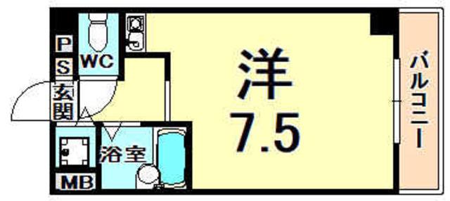 グランドール今津(ワンルーム/2階)の間取り写真