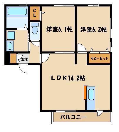 スカイ・エール(2LDK/1階)の間取り写真