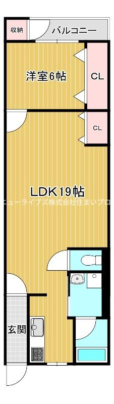 大和田ハイムA棟(1LDK/3階)の間取り写真