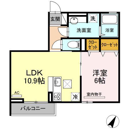 ウェルド(1LDK/3階)の間取り写真
