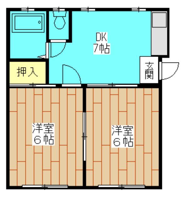 光栄コーポ(2DK/1階)の間取り写真