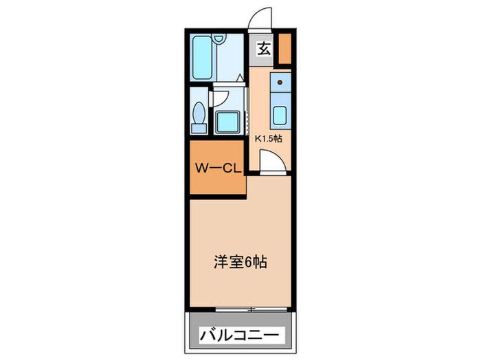 サンパティオA(1K/1階)の間取り写真