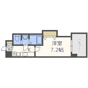 LUXE鶴見(1K/11階)の間取り写真