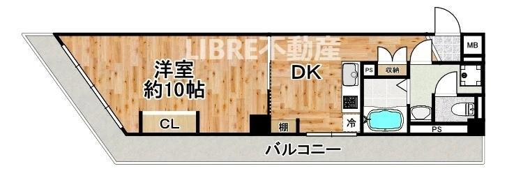阪神千鳥橋マンション(1DK/3階)の間取り写真
