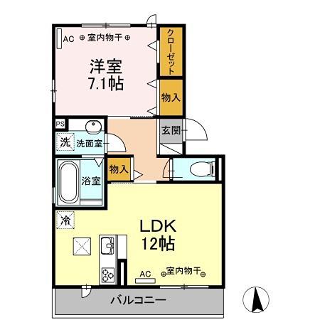 グリーンパーク早出(1LDK/1階)の間取り写真