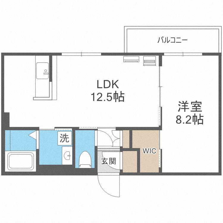 ファインレジデンス南4条イースト(1LDK/6階)の間取り写真