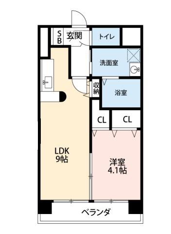 アヴェニール上六名(1LDK/3階)の間取り写真